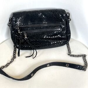 SORIAL Cross Body Bag leather snakeskin print black